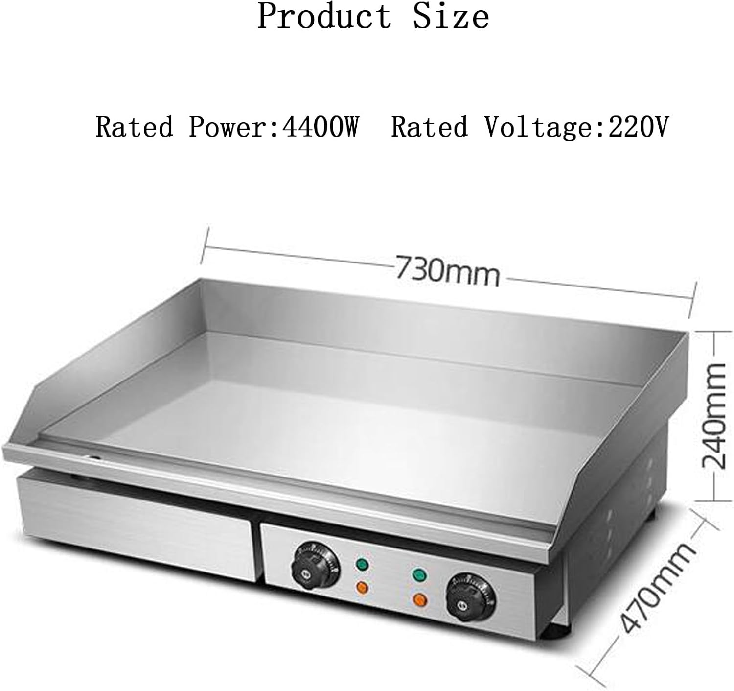 4400W Commercial Griddle Electric 29 in, 220V Countertop Griddle Flat Top Grill, Non-Stick Stainless Steel Teppanyaki Grill with Dual Temperature Control for Restaurant Kitchen