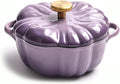 Party Food Cast Iron Dutch Oven Pot with Lid Enameled Casserole Pot Nonstick Induction Gas for Rice Soup Turkey(Purple)