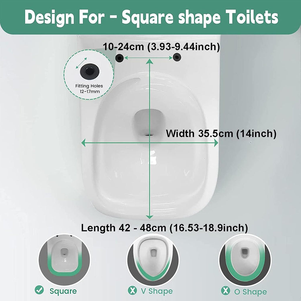 Toilet Seat White Toilet Seat 45X35.5Cm Rounded Square Toilet Seat with Quick-Release Stainless Steel Hinges for Easy to Install Also Easy to Clean, Soft Close Toilet Seat, Pp