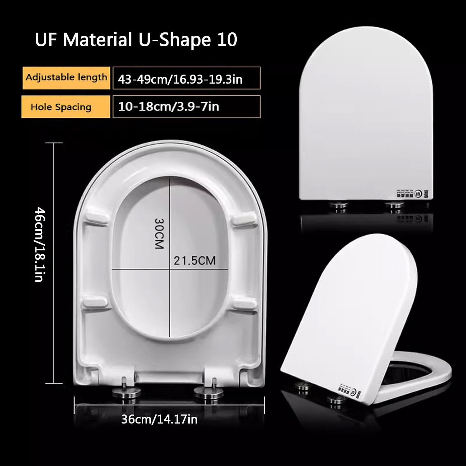 Wttfc Soft Close Toilet Seat,Bidet Toilet Seat,Simple Top Fixing for Easy Clean,D Shape, Standard Toilet Seats White with Adjustable Hinges,Toulet Seat,10