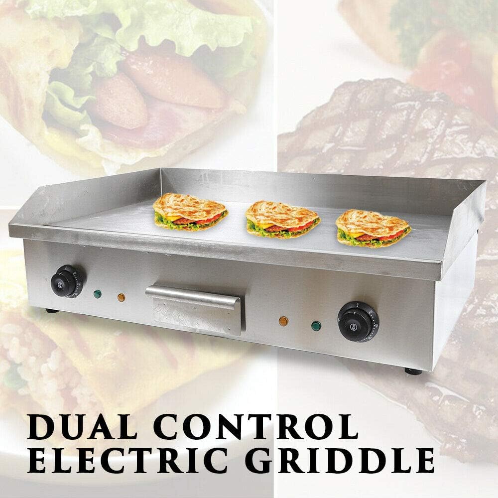 Electric Countertop Flat Top Griddle,4400W Non-Stick Commercial Heavy Duty Restaurant Tabletop Flat Top Grill Machine Electric Flat Top Grill Indoor,Adjustable Temperature