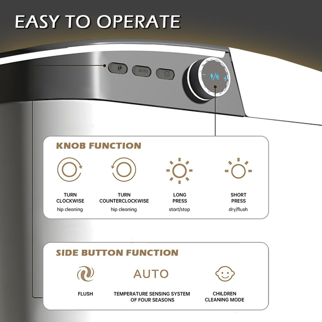 Smart Toilet with Bidet Built in,Bidet Toilet with Elongated Heated Seat,Foot Sensor,Auto Flush,Sprayer and Dryer,One Piece Tankless Toilets for Bathroom(ST016-WBKD)