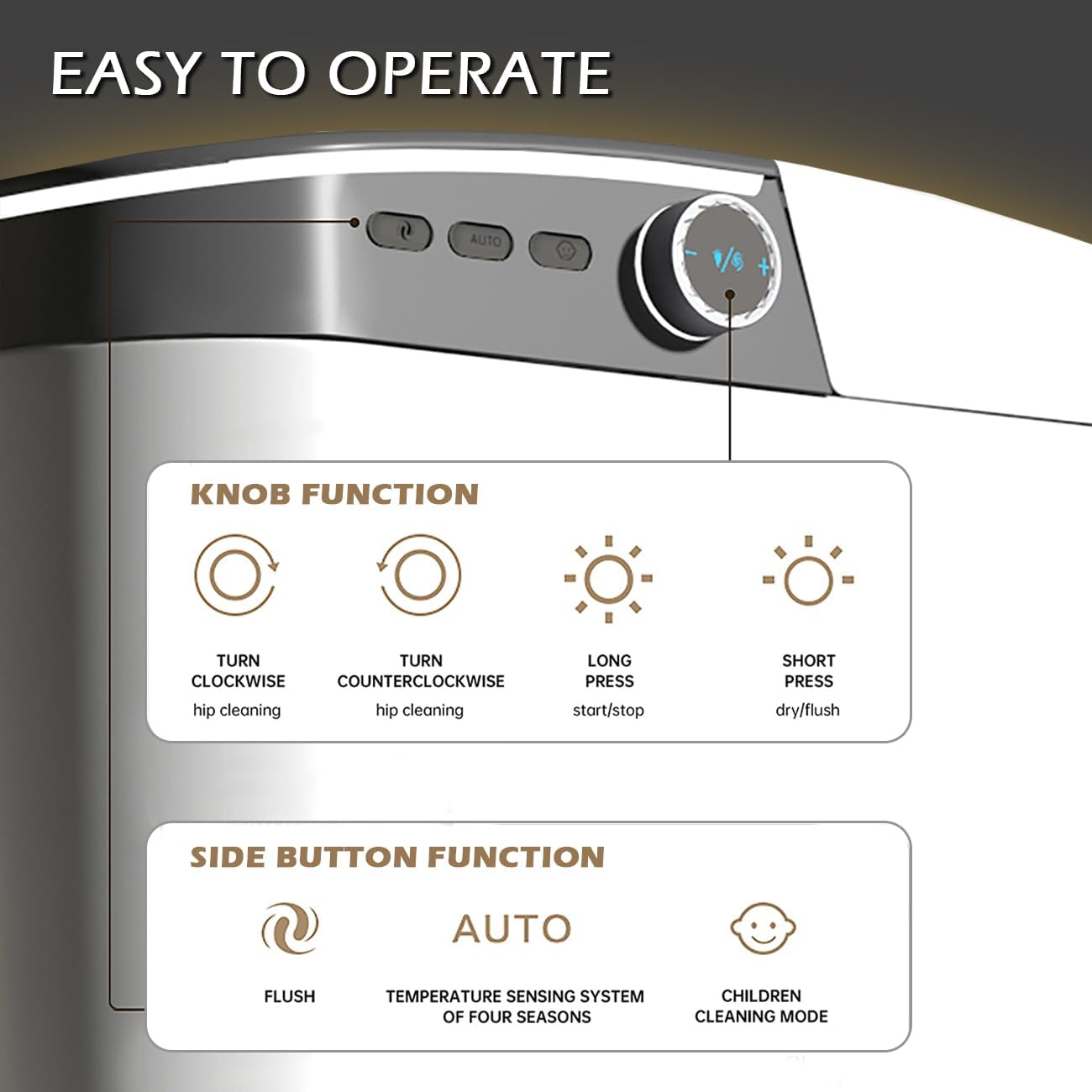 Smart Toilet with Bidet Built in,Bidet Toilet with Elongated Heated Seat,Foot Sensor,Auto Flush,Sprayer and Dryer,One Piece Tankless Toilets for Bathroom(ST016-WBKD)