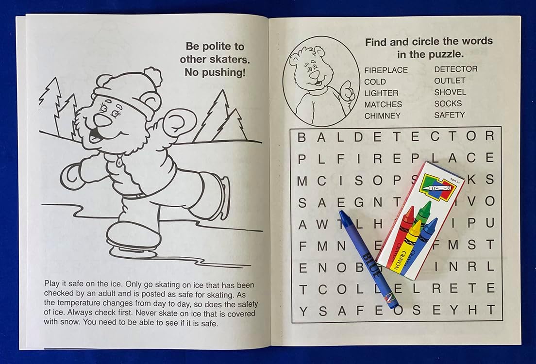 ZOCO – Make Winters & Holidays Safe - Custom Coloring Books (250 Bulk Pack, with Crayons) – Holiday Activity Books for Kids, Stocking Stuffers, Xmas Party Favors, Sunday School, Made in USA