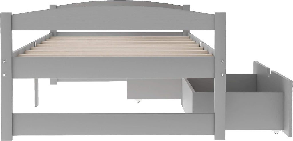 Bellemave Twin Kids Bed with Storage 2 Drawers and Headboard, Wood Twin Daybed with Storage, BedFrames for Kids, Adults, Gray