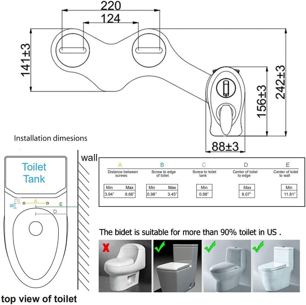 Non-Electric Bidet Toilet Seat Anal Single Left Handle (D 1)