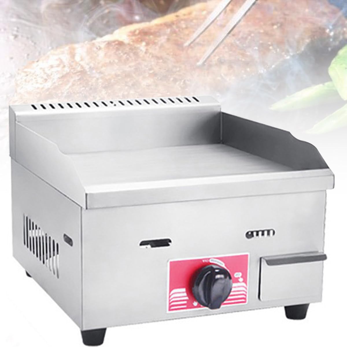 Commercial Gas Griddles, Countertop Flat Top Griddle Flat Top Fry Pan, Adjustable Temperature, Kitchen Gas Grill,for Picnic