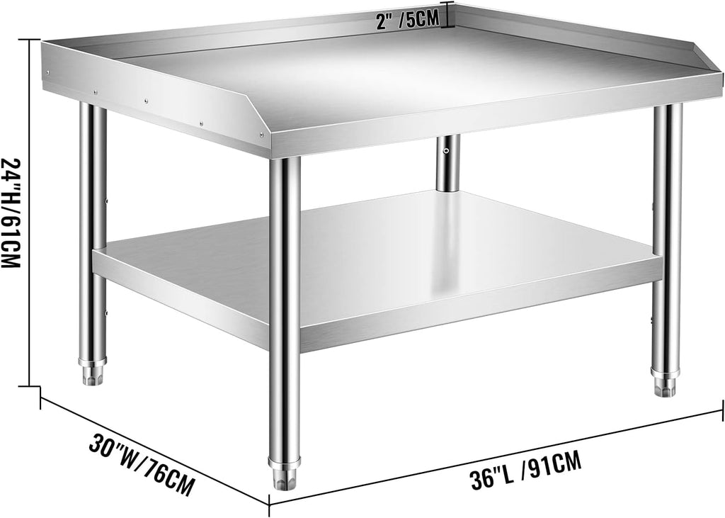 36' x 30' Stainless Steel Equipment Grill Stand with Undershelf, Heavy Duty Griddle Stand Table for Kitchen, Bar, Restaurant, Home and Hotel