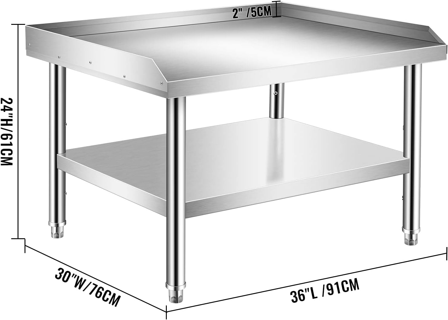 36' x 30' Stainless Steel Equipment Grill Stand with Undershelf, Heavy Duty Griddle Stand Table for Kitchen, Bar, Restaurant, Home and Hotel