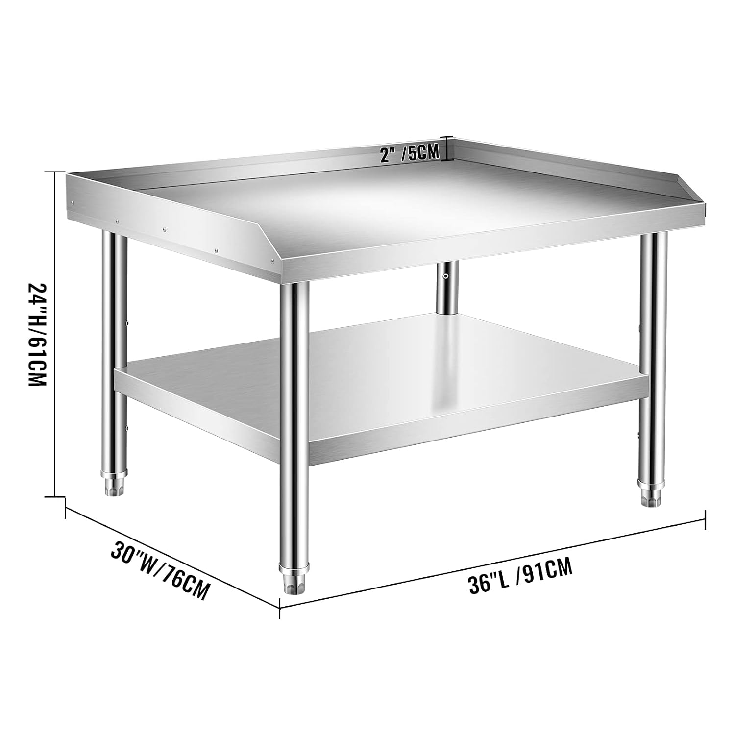 NSF 16-Gauge Stainless Steel Equipment Stand Grill Table with Undershelf for Commercial Restaurant Kitchen,36x30x24'