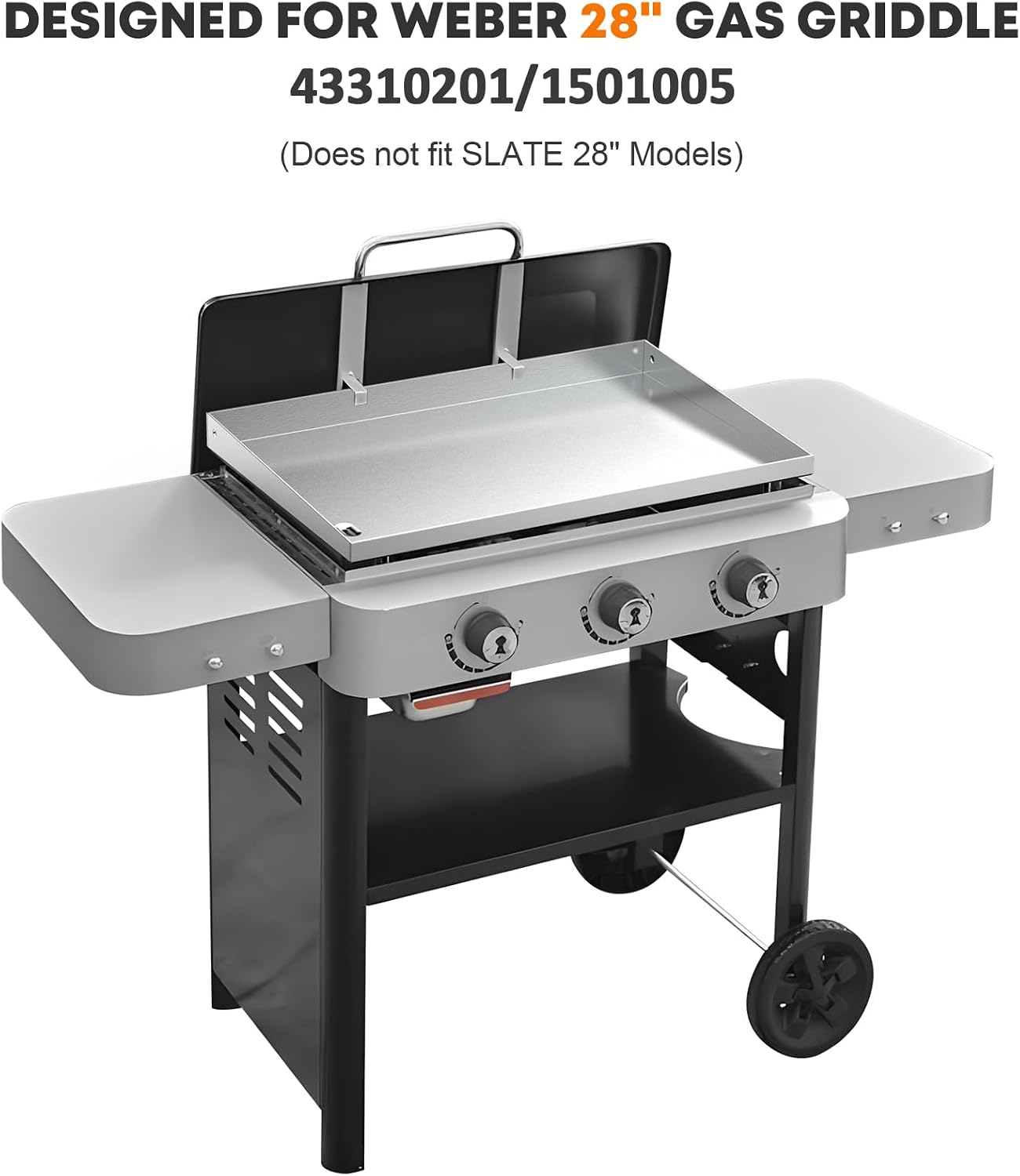 Stanbroil Flat Top Griddle for Weber 28' 3 Burner Gas Griddle 43310201/1501005, Stainless Steel