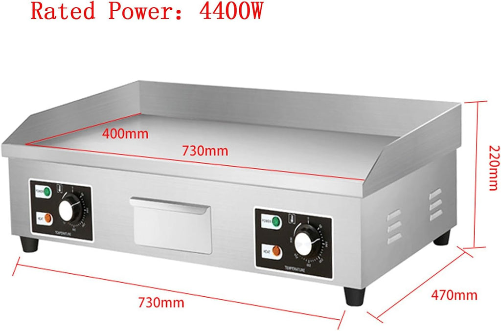 Commercial Electric Griddle 29 in, 220V 4400W Stainless Steel Countertop Griddle Nonstick Flat Top Grill Adjustable Temperature Control 122 ℉-572 ℉ for BBQ Restaurant