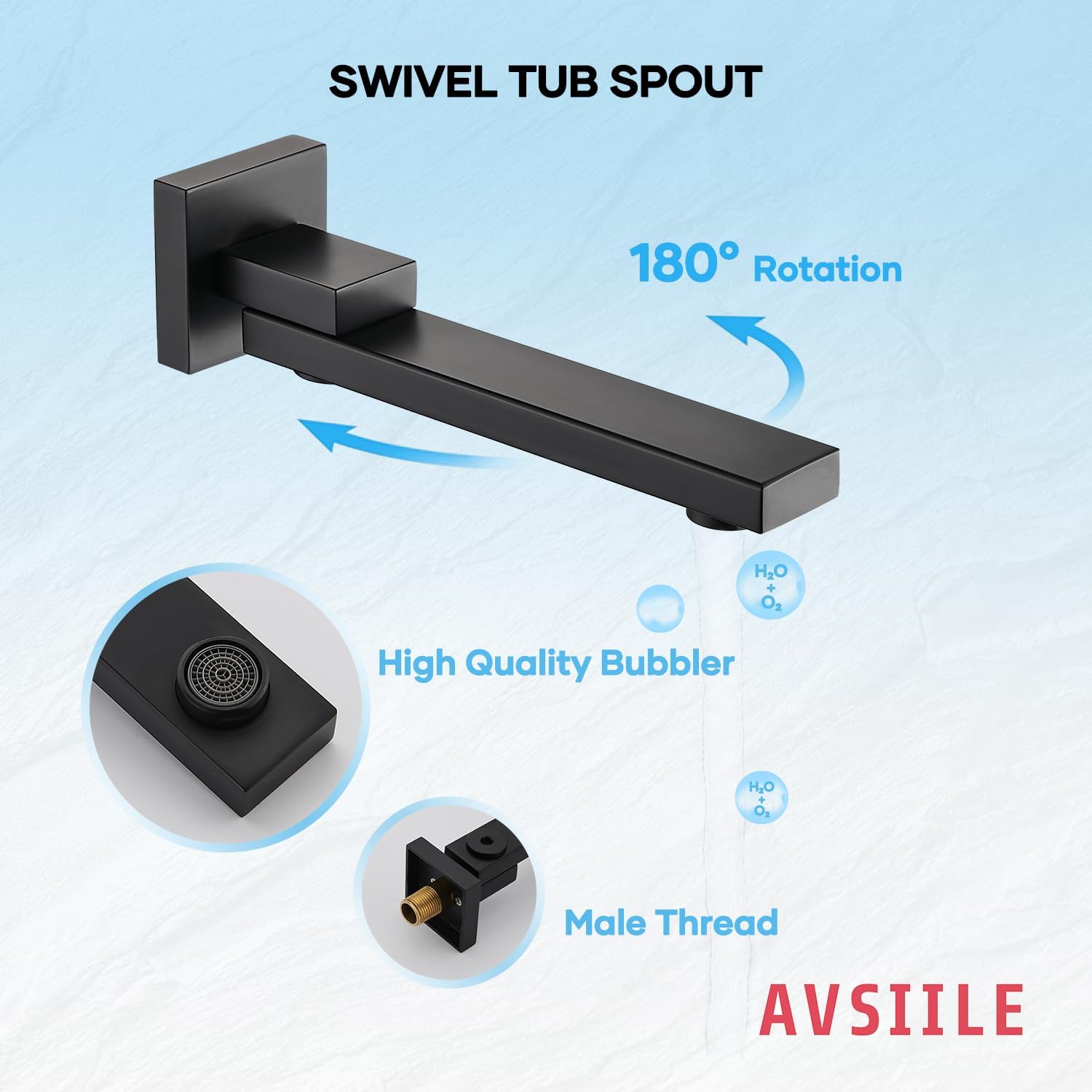 AVSIILE Shower Faucet Set with Tub Spout, Matte Black Rain Shower Mixer Valve and Trim Kit System with Base Complete, Rainfall Modern Shower Head and Handheld Handle Set Combo for Bathroom, 10 Inch