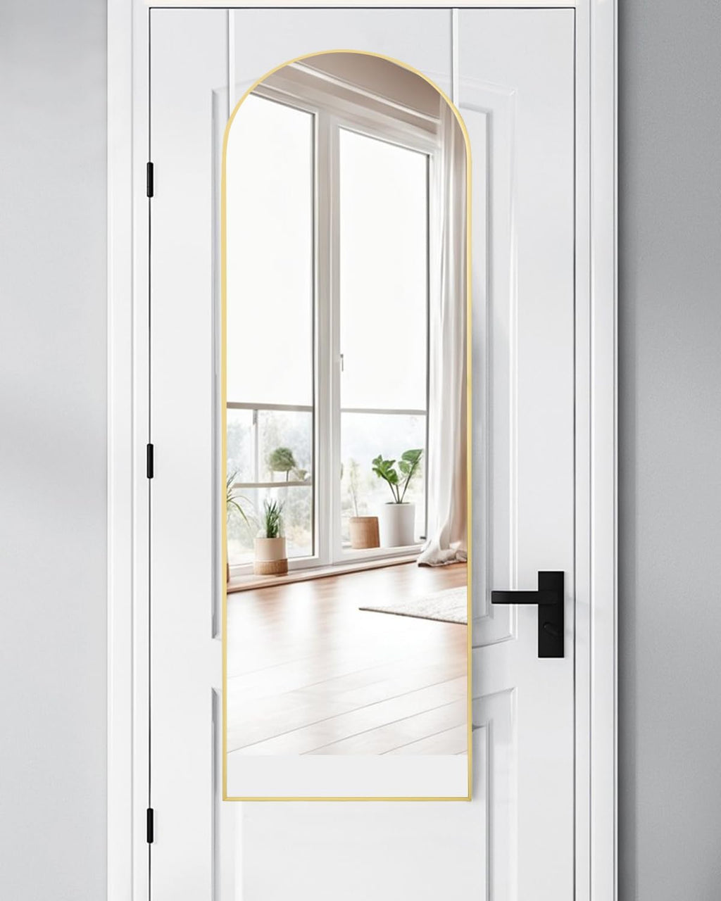 DYNWELL Full Length Over The Door Mirror, 48'x14' Bathroom Gold Mirror, Long Mirror for Bedroom Living Room