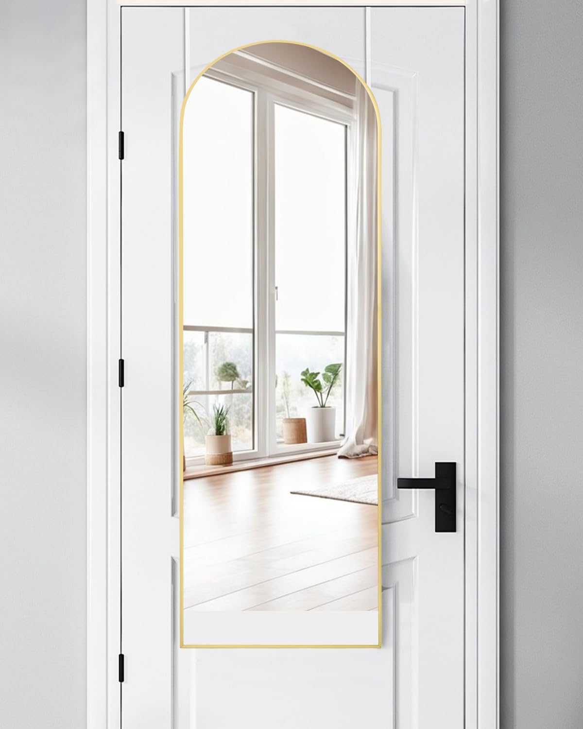 DYNWELL Full Length Over The Door Mirror, 50'x16' Bathroom Bedroom Living Room Mirror (Gold)