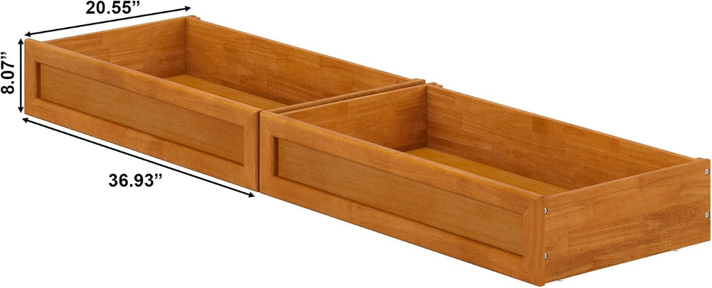 AFI, Mid-Century Modern Under Bed Storage Drawers, Twin/Full, Light Toffee
