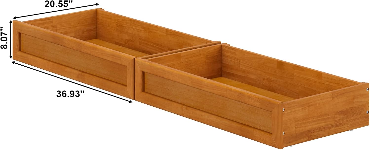 AFI, Mid-Century Modern Under Bed Storage Drawers, Twin/Full, Light Toffee