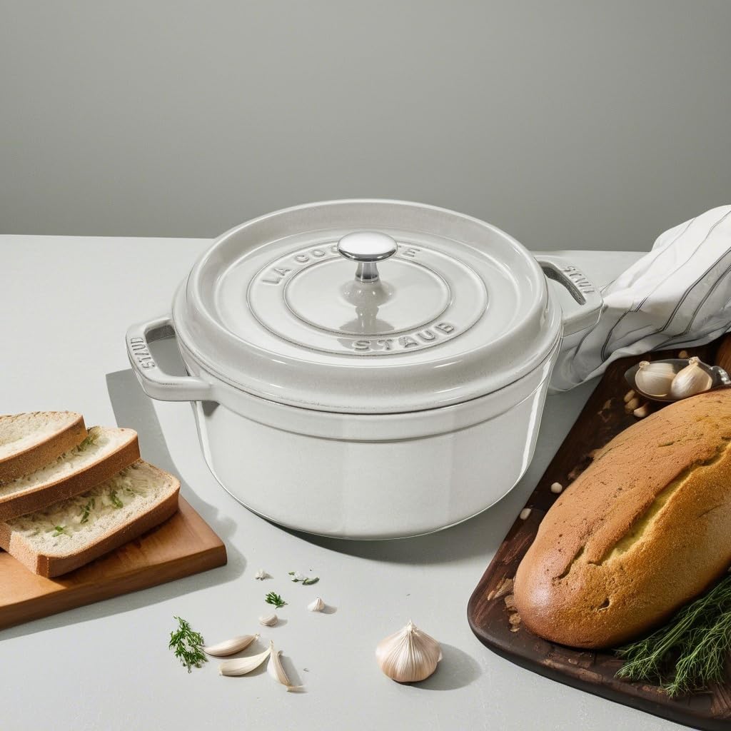 Staub Cast Iron 2.75-qt Round Cocotte - White Truffle
