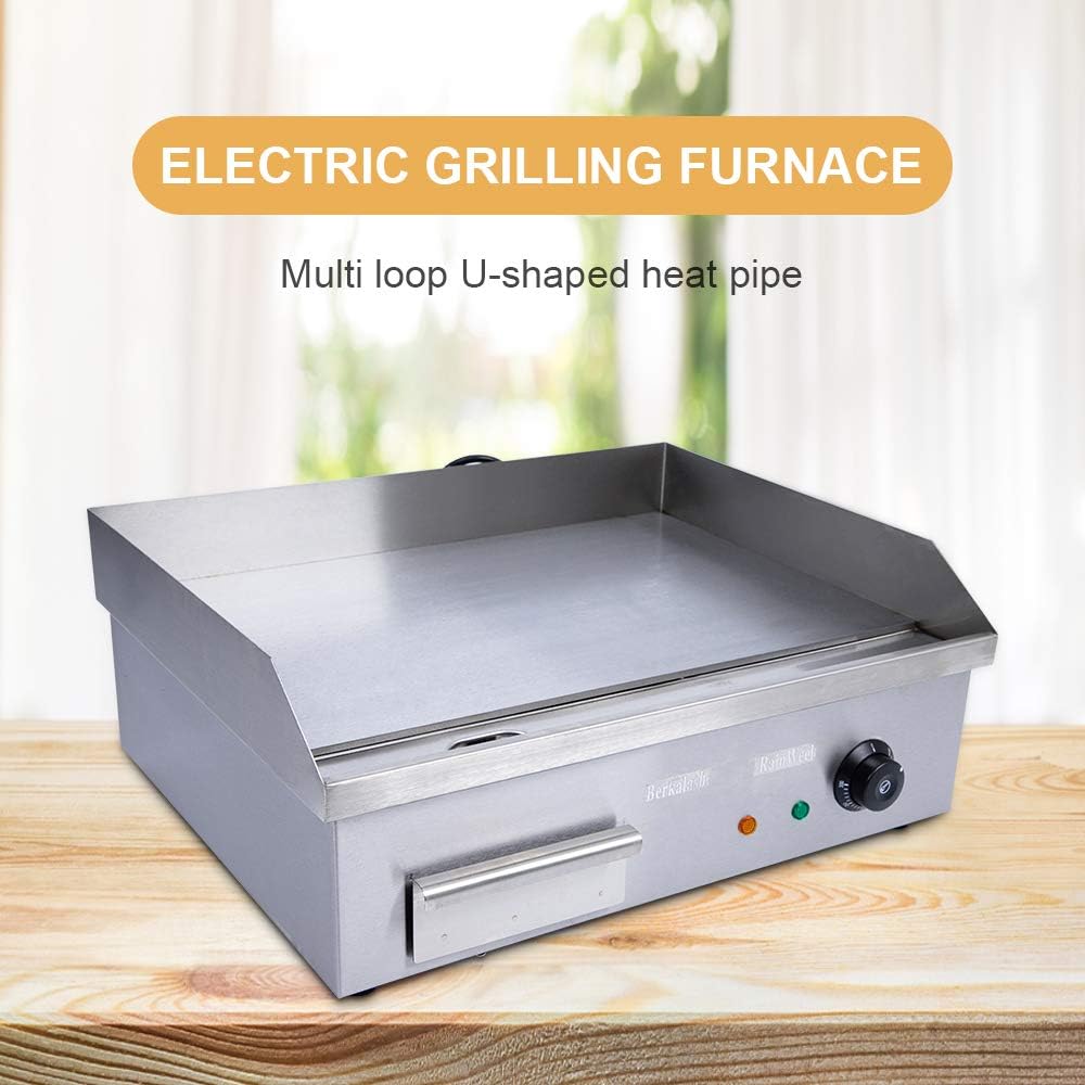 3000W Commercial Electric Griddle Flat Top Grill BBQ Restaurant Kitchen Teppanyaki Griddle, Commercial Table Top Griddle Electric Countertop Griddle Grill Hot Plate 122-572℉ Temperature Control