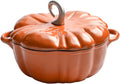 Orange,Mswborml Pumpkin Enameled Dutch Oven Pot with Lid and Non-Stick Ceramic Coating, Heat-Resistant Enamelled Cooking Pot, Heavy-Duty Shallow Casserole Braiser with Dual Handle, Easy to Clean