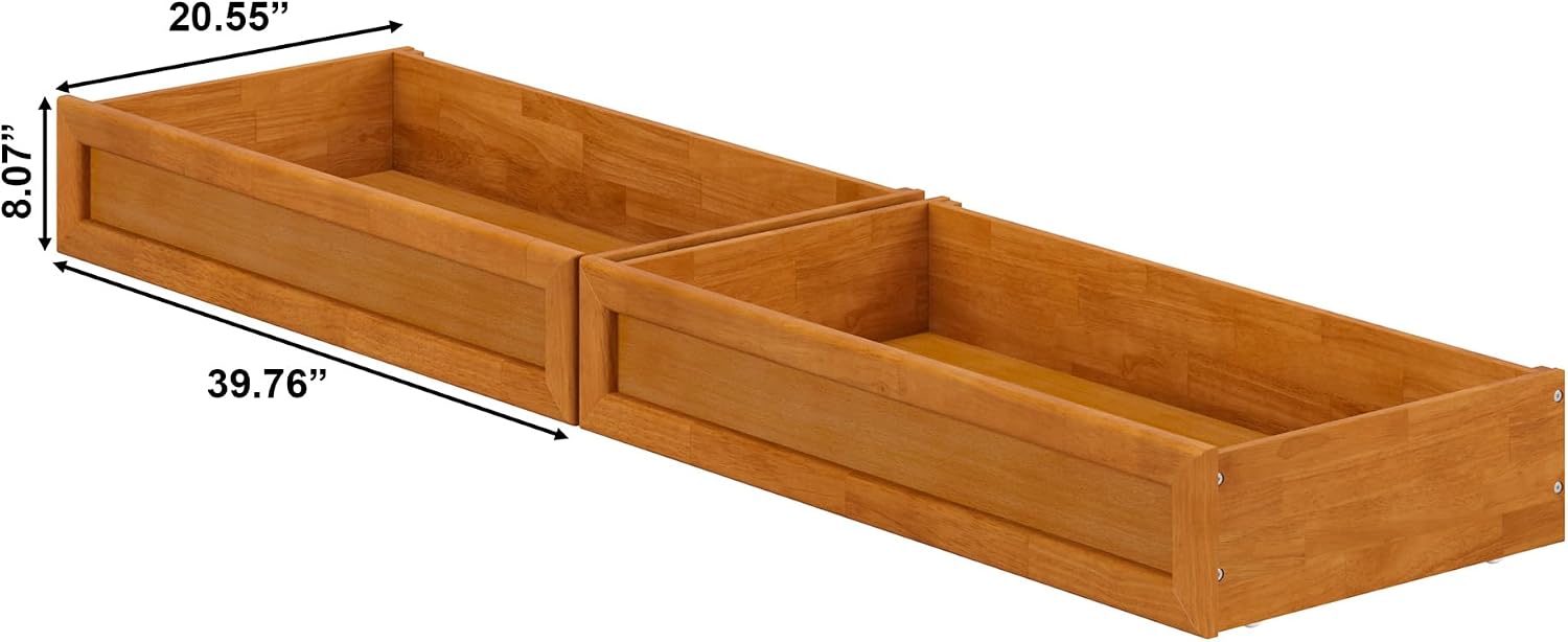 AFI, Mid-Century Modern Under Bed Storage Drawers, Queen/King/Twin XL, Light Toffee