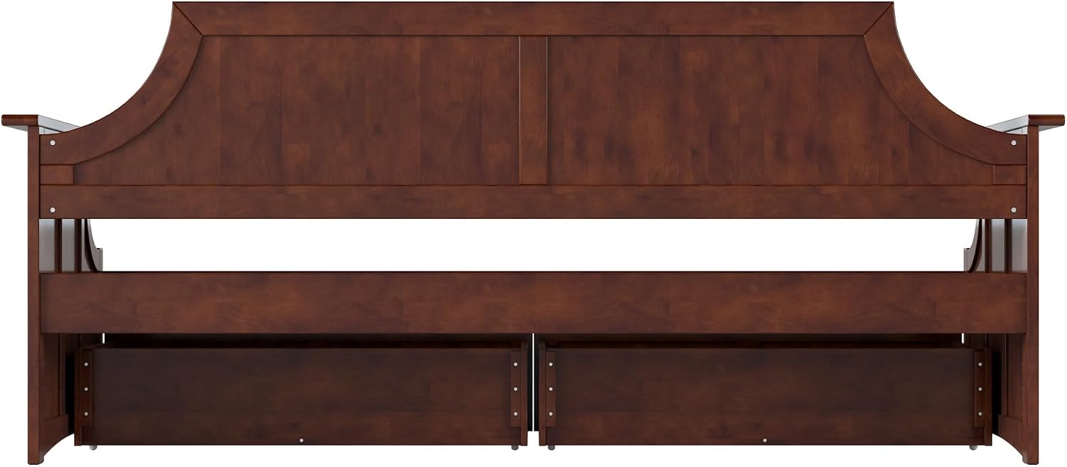 AFI Cambridge Twin Wood Daybed with Set of 2 Drawers in Walnut