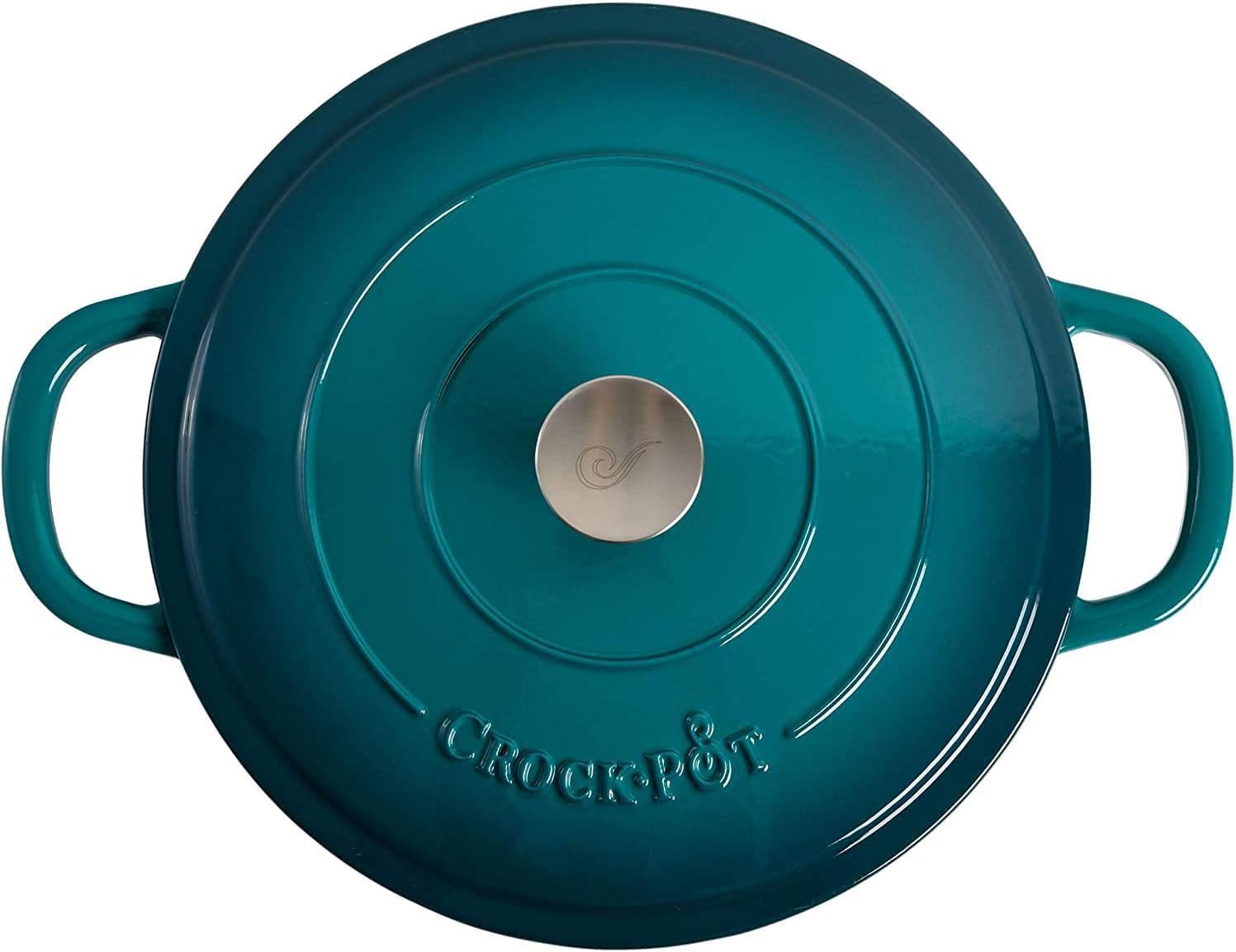 5 Quart Enameled Cast Iron Braiser Pan with Self-Basting Lid – Round Dutch Oven Casserole Dish for Roasting, Simmering & Baking – Oven Safe with Large Handles for Easy Lifting (Teal Ombre)