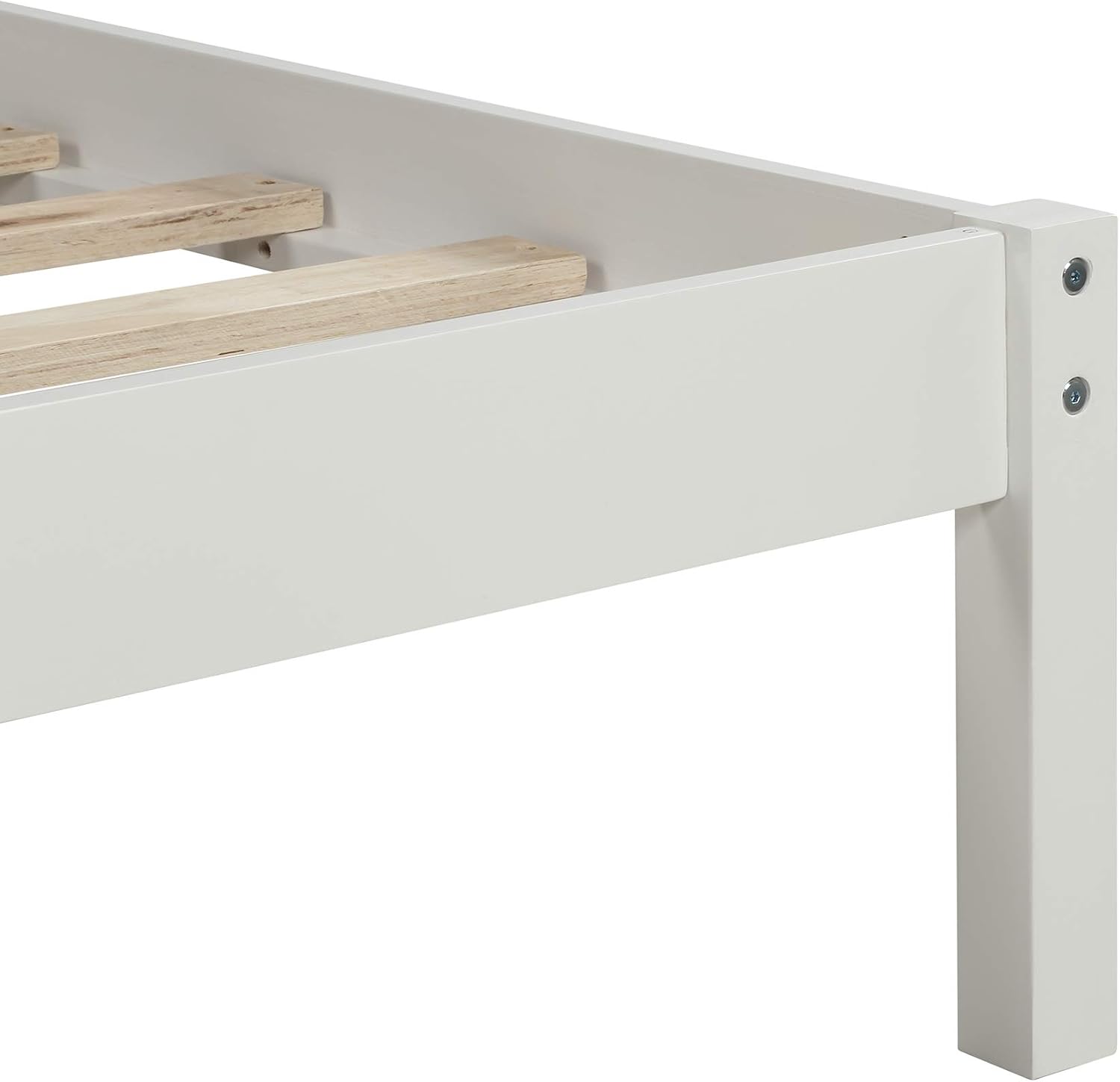 Twin Size Wood Bed Frame and Headboard, Modern Retro White Platform Beds Frames, Sturdy and Durable Design Rustic Wooden Bedroom Set, Easy Assembly, No Box Spring Needed (White, Twin)