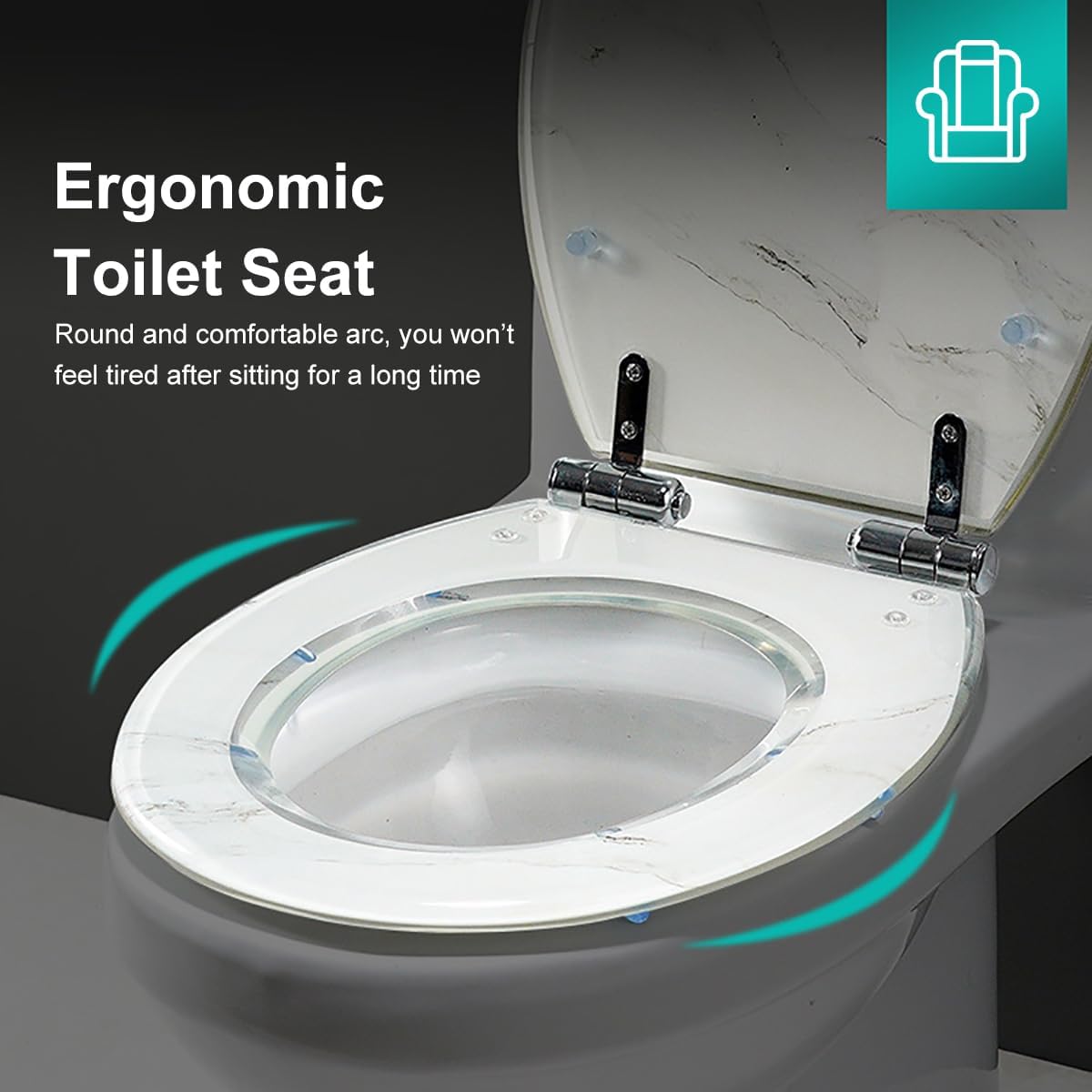 UF Toilet Seat Round Soft Close, White Universal Toilet Seats Cover with Non-Slip Bumpers, Quiet No Slam Toilet Lid, Easy Installation & Clean (White)