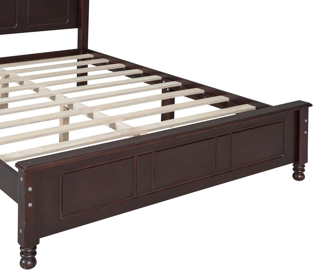 Harper & Bright Designs 3-Piece Full Bedroom Set, Retro Style Wooden Bedroom Furniture Set with Full Size Bed Frame and Two Nightstands for Kids Teens Adults Bedroom, Dark Walnut