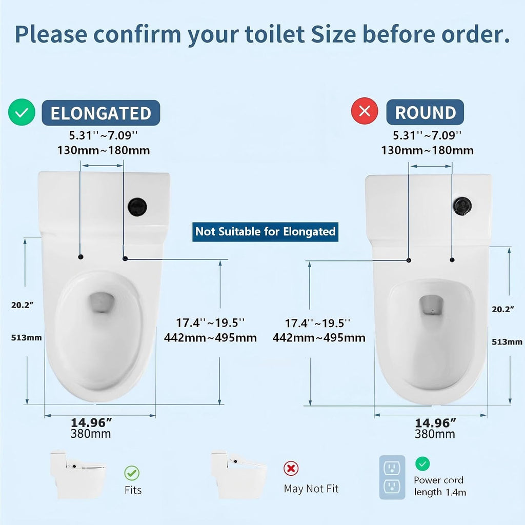 Bidet Toilet Seat,Smart Toilet Seat with Remote Control,Electric Heated Seat,Warm Water Washing,Warm Air Dryer and Multiple Spray Modes for Women Men