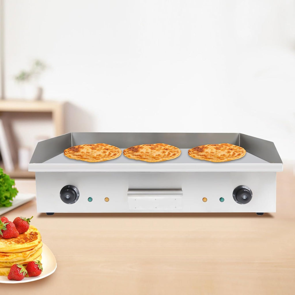 Commercial Electric Griddle 29 Inch 3000W Flat Top Grill Countertop Hot Plate Stainless Steel Griddle with Drawer, for Pancakes, Bacon, Grilled Cheese, Fajitas, Full Breakfast, Stir-Fry