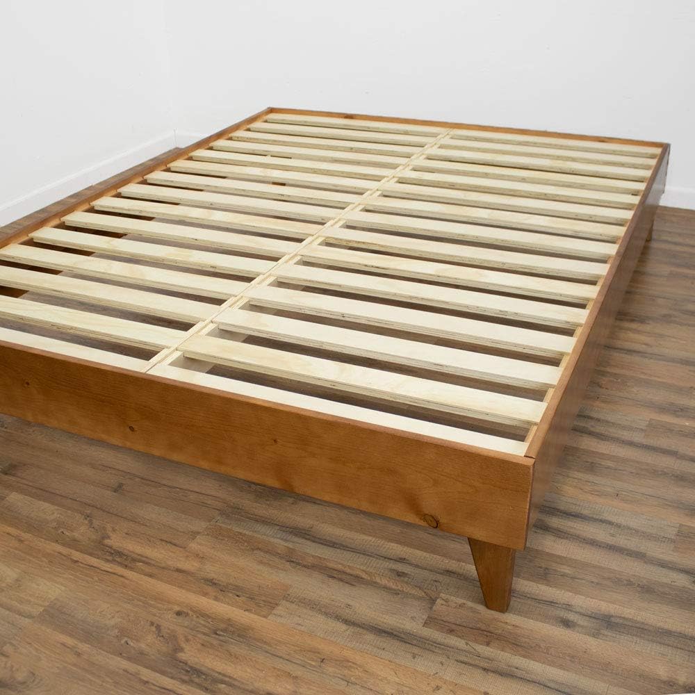 eLuxurySupply Wooden Platform Bed Frame King Size, Almond - Low Profile, No Box Spring Needed, Easy Assembly, Wooden Modern Minimalist Style