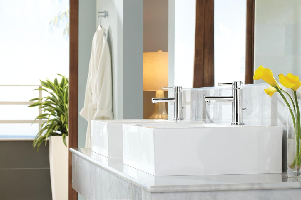 Moen Align Chrome One-Handle Modern Bathroom Faucet with Drain Assembly and Optional Deckplate, 6190