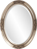Howard Elliott Collection Queen Ann Oval Antique Silver Leaf Wall Mirror, Oval Bevelled Hanging Wood Framed Vanity Mirrors for Home Decor, Living Room, Bathroom, Bedroom, or Hallway, 25 x 33 Inch