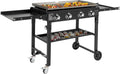 Foldable Flat Top Grill, Portable Outdoor Propane Griddle with 2 Foldable Shelves, 30000/45000/60000 BTU Gas Grill Griddle Cooking Station for BBQ & Outdoor Cooking, Black(4 Burner)