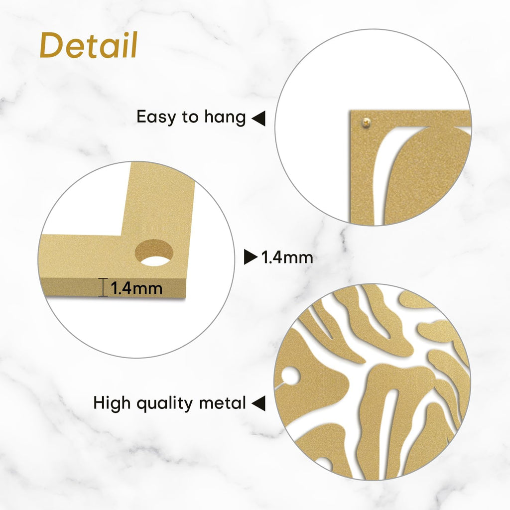 SIGNLEADER Metal Wall Art Decor Tropical Palm Leaf Minimalist Modern Abstract Wall Sculpture Hangings Home Decoration for Living Room, Bedroom, Bathroom, Kitchen, Outdoor - 30' Gold
