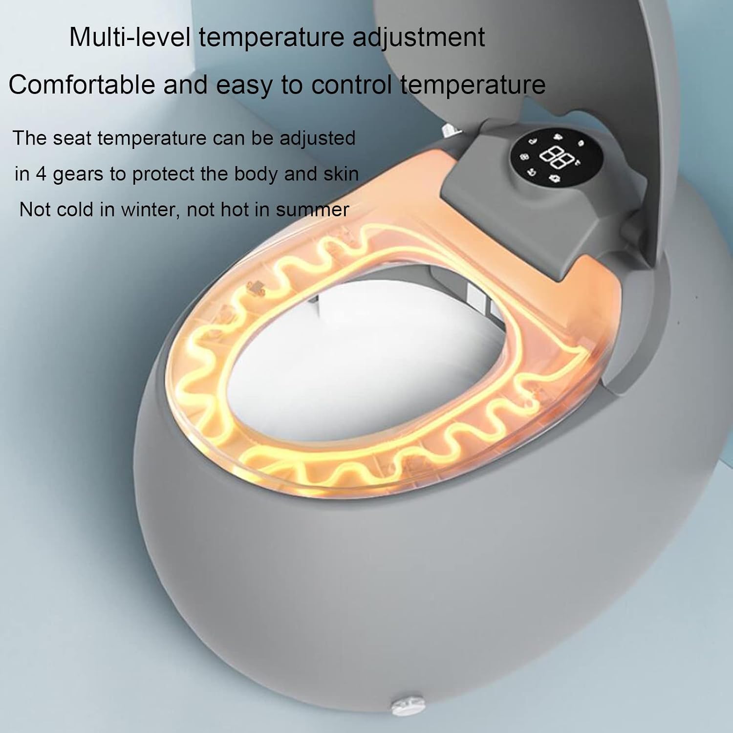 Smart Voice Toilet, One Piece Egg Bidet Toilet Seat, Ceramic Toilet With Heated Built-in Tank Design, Auto Smart Toilet With Warm Water Sprayer & Dryer (Orange 300mm) (Light Beige 400mm)
