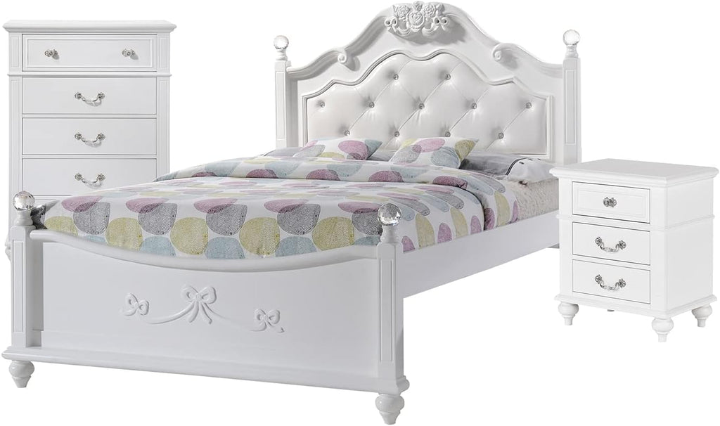 Picket House Furnishings Annie 3 Piece Full Bedroom Set in White