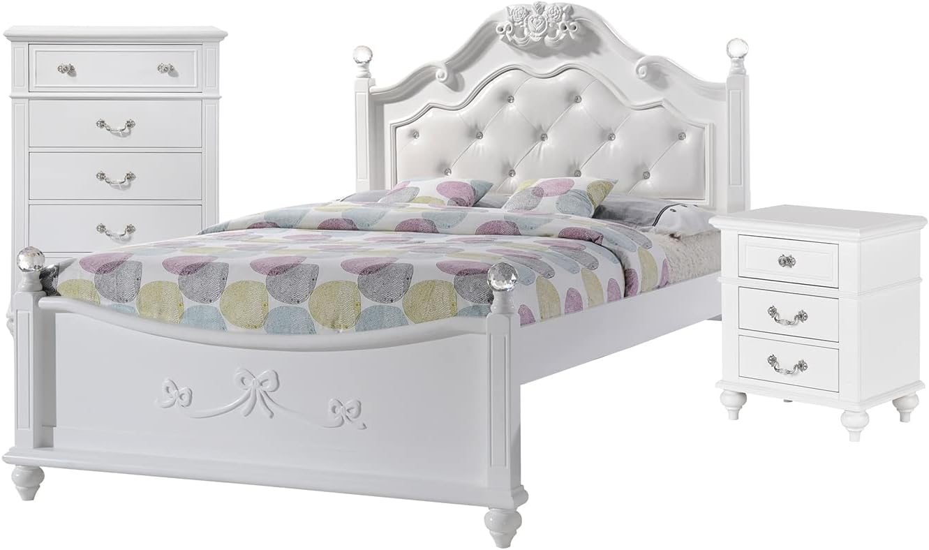 Picket House Furnishings Annie 3 Piece Full Bedroom Set in White