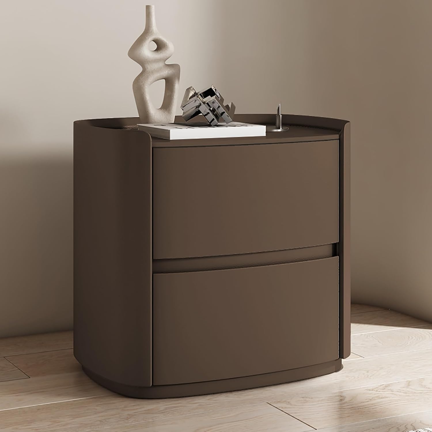 Modern minimalist bedroom solid wood bedside table with storage drawers, drawer storage cabinet, bedroom chest of drawers, wooden bedside table, white bedside table, storage side table ( Color : Dark