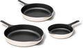 Caraway Cast Iron Skillet Set - 8', 10.5', & 12' Enameled Cast Iron Pan With 3 Layer Enamel Coating - No Seasoning Required - Compatible With All Stovetops - Free From Forever Chemicals - Cream
