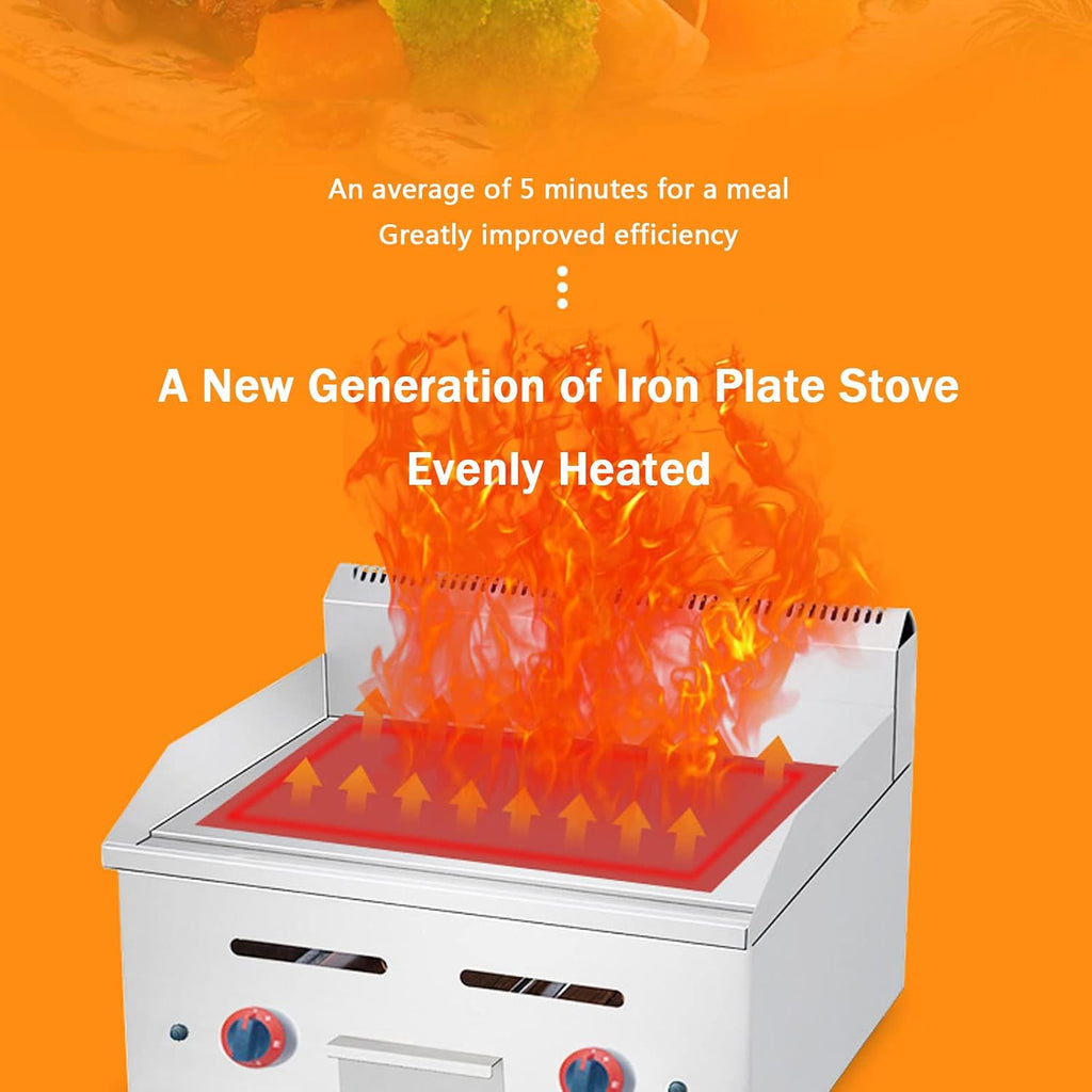 Commercial Gas Griddle 2 Burner Heavy Duty Manual Flat Top Restaurant Griddle Heating Plate Stainless Steel Portable Grill Propane Gas Countertop Restaurant Gas Grid