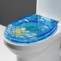 Resin Toilet Seat Round 16.5', Quiet Slow Soft Close Toilet Lid, Heavy Duty Toilet Seats Cover with Ocean Series 3D Effects Decorative (Dolphin)