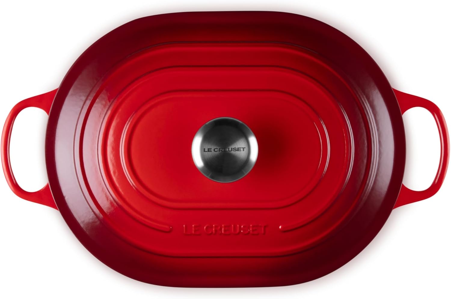 Le Creuset Enameled Cast Iron Signature Oval Casserole with Lid, 3.75 Quart, Cerise
