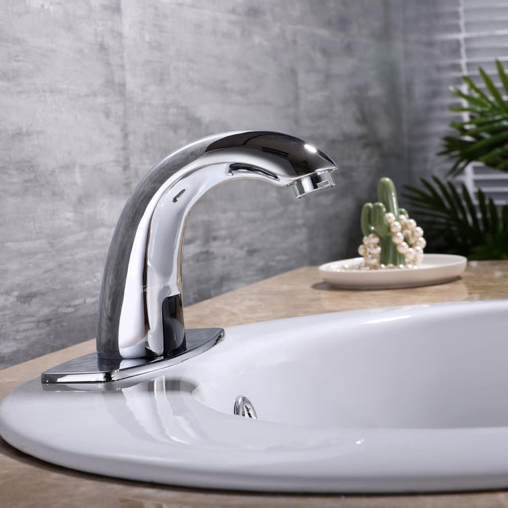 Charmingwater Touchless Bathroom Sink Faucet with Thermostatic Valve, Motion Automatic Sensor Faucet with Hole Cover Plate, Chrome