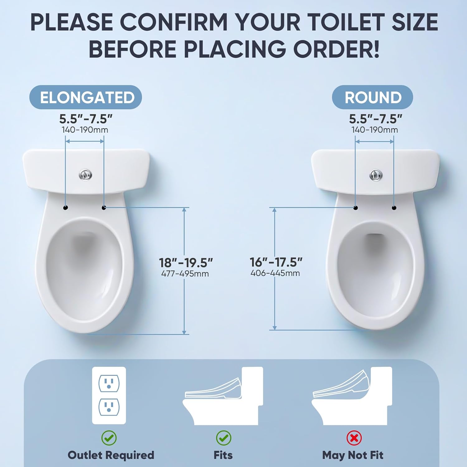 LEIVI Electric Bidet Toilet Seat with Wireless Remote and Side Panel, Multiple Spray Modes, Adjustable Heated Seat, Warm Water and Air Dryer, Auto LED Nightlight, Round