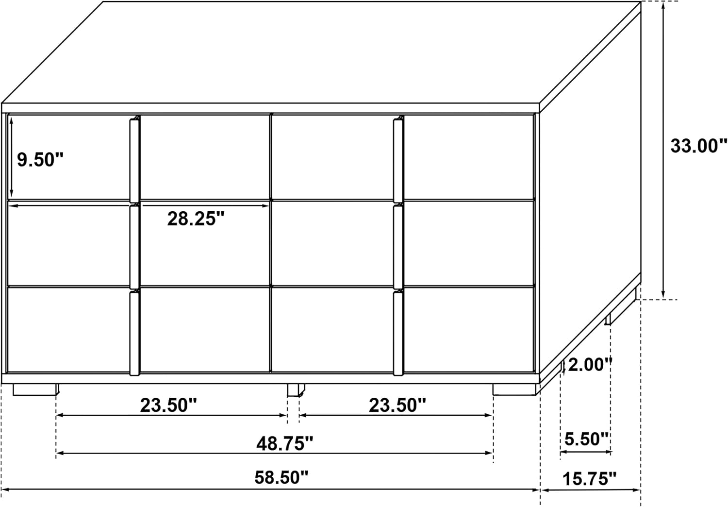 Coaster Home Furnishings Marceline Contemporary 5-Piece Bedroom Set Twin Size LED Panel Bed Frame 51-inch Headboard White 222931T-S5