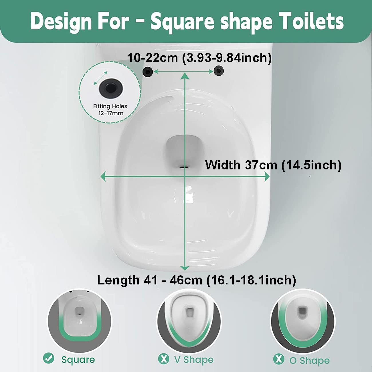 Toilet Seat Round Square Toilet Seat White Soft Close Toilet Seat White Quick Release, Bathrooms Square Toilet Seat Simple Top Fixing, Thickened Household Toilet Lid (White 36.5 * 43.5cm)