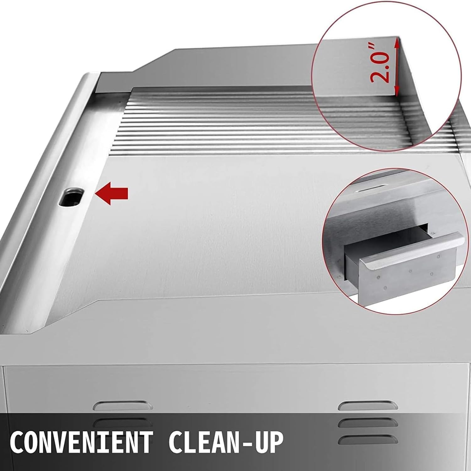 Commercial Griddles - Electric Griddle Non-Stick Flat Top Large Grill Hot Plate BBQ Stainless Steel Temp-Setting with Drawer